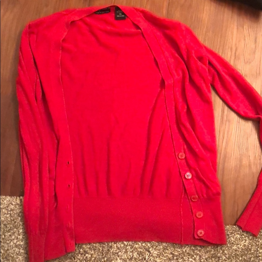 Red cardigan